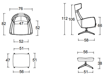 Armchair with stool TWILS, T-Vision